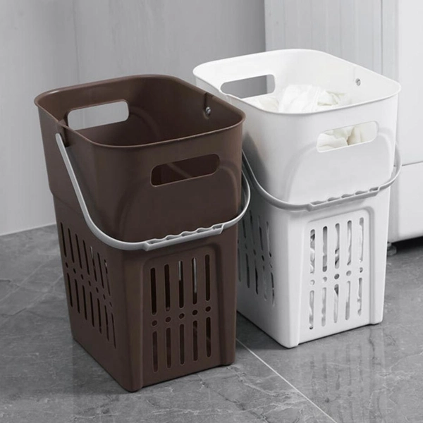Plastic Laundry Basket for Bathroom Storage Organizing with Handle