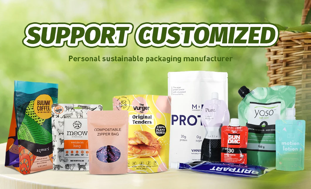 Custom Mylar Plastic Packing Recyclable Aluminum Foil Zipper Pouch Food Packaging Bags for Coffee Tea Nuts Cookies