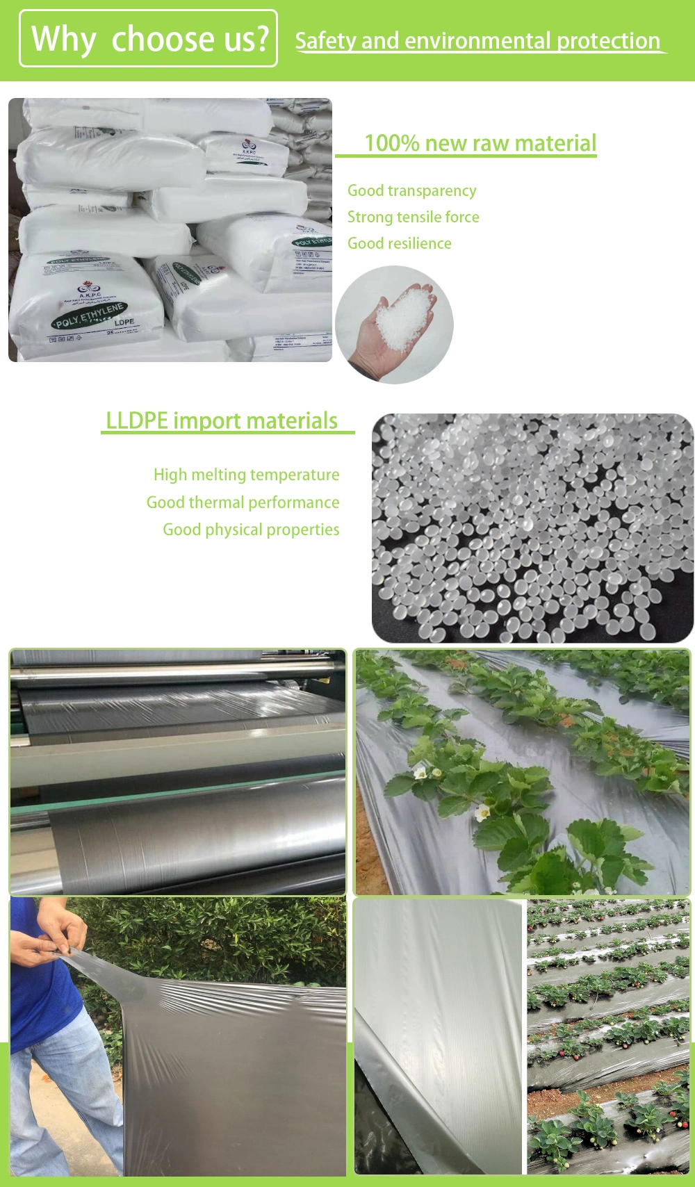 PE Agricultural Biodegradable Black and Silver Reflective Plastic Mulch Film
