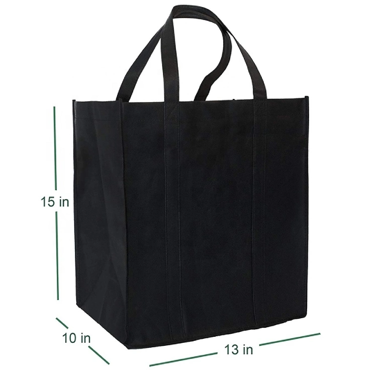 Black Reusable Custom Logo Large Shopping Bag Polypropylene Tote Bag China Wholesale Non Woven PP Shopping Bag
