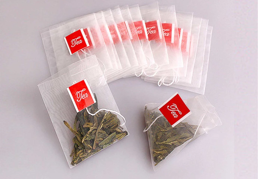 Biodegradable Corn Fiber Mesh Pyramid Organic Black Tea Bags with Custom Tag
