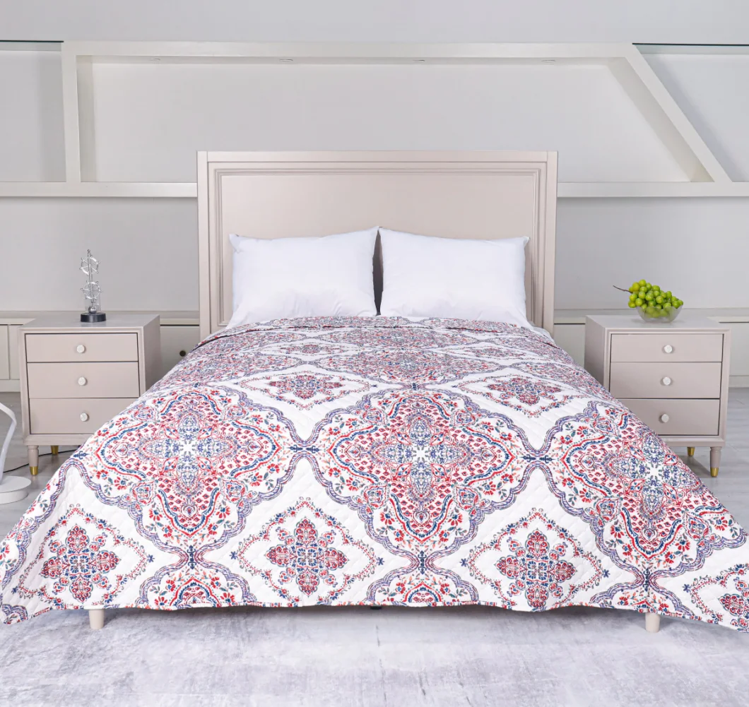 New Design Printed Microfiber Ultrasonic Embossed Double Bed Sheets and Bedspread Quilt Set Bedspread 3 Piece Microfiber Lightweight Quilted Coverlet
