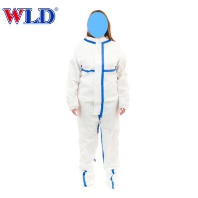 PP/SMS/Sf/MP White Fabric Protective Overalls Suit Medical Protective Clothing