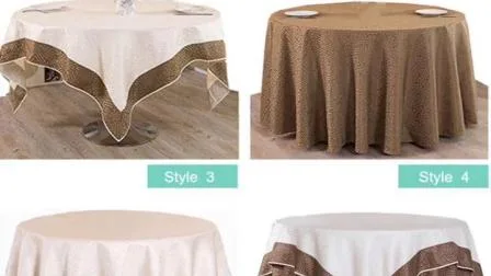 Luxury Hotel Banquet Wedding Party Solid Color and Jacquard Waterproof Washable Polyester Chair Cover Satin Round Rectangle Square Tablecloth